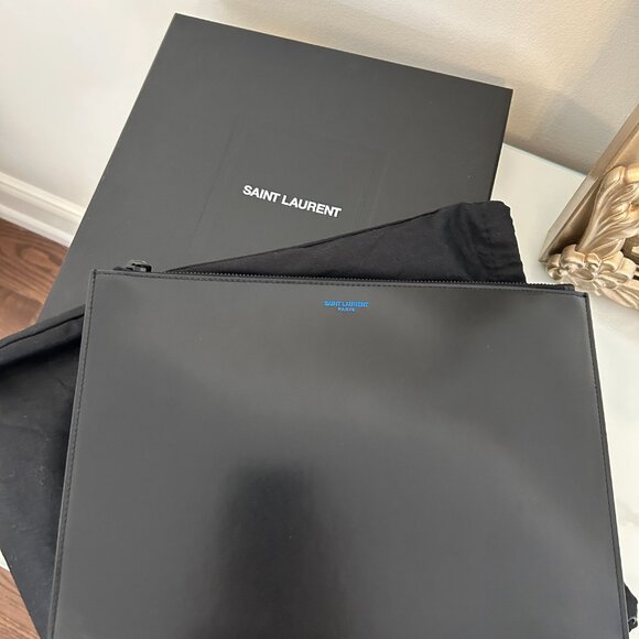 YSL Black Smooth Leather Large Zipped Document Holder/Portfolio - Picture 2 of 4